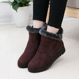 Amozae-Winter Boots Women Warm Plush Snow Shoes for Woman Ankle  Zipper No-slip  Ladies Casual Comfort Flats Botas