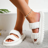 AMOZAE- - Fashion Furry Thick Sole Slippers