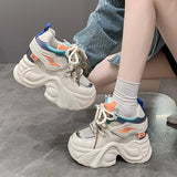 Amozae-Women Mesh Chunky Sneakers Summer High Platform Shoes 10CM High Heels Wedges Casual Shoes Woman Breathable Sports Dad Sneakers