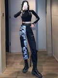 New Autumn Japanese Hot Girls Harajuku Black and White Color Matching Pants Fashionable Loose Casual Splicing Pant ﻿