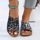 Amozae-Shoes for Women 2024 Brand Leopard Print Women's Slippers Fashion Round Toe Casual Slippers Women Summer New Wedge Slippers