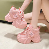 Amozae-11CM New Autumn Breathable Women Casual Shoes Fashion High Heels Women Wedges Heels Sneakers Thick Sole Trainers Platform Shoes