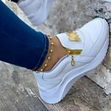 Amozae-Women Sport Shoes Thick Bottom Solid Color Ladies Vulcanized Sneakers Casual Wedge Walking Shoes Slip On Zipper Women Shoes