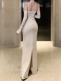 Amozae-Christmas Outfit New Year's Eve Dress party look inspos Sexy Women Bodycon Casual Solid Slim Long Dress Spaghetti Strap Vintage Elegant Party Prom Dresses Female Clothes Robe Vestidos