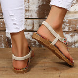 Amozae-Bohemian Style Flat Sandals for Women Summer 2023 Clip Toe Gladiator Sandals Woman Plus Size Soft Bottom Beach Shoes Flip Flops
