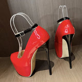 Amozae 2024 New Black Red High Heels Women Pumps Spring Fashion Round Toe Buckle Strap Platform Stiletto Wedding Banquet Shoes