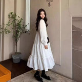 Amozae-Elegant White Sweet Women's Long Dress New Spring Autumn Style Long Sleeve Dress For Women Fashionable French Style Idle