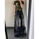 Amozae-American retro solid color women jeans Y2K high street fashion brand loose casual wide leg pants cargo pants women