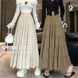 Amozae-High-waisted Slimming Tweed Skirt Korean Style 2024 New Spring Summer Long Dress Stylish Versatile For Women