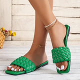 AMOZAE- - Plus Size Weaving Flat Slippers Summer Beach Flip Flops