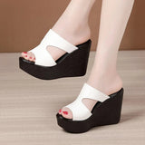 Amozae-High Heel Wedges Sandals For Women 2024 Summer New Platform Fashion Footwear Red Black White Large Size Sandals