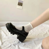 Amozae-Shoes Women Spring Platform Leather  Flats Casual Oxford Loafers Thick Bottom Ladies Wedge Lolita Shoe Mary Jane Women Moccasins