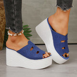 Amozae-Fashion Hollow Out Wedge Heel Sandals Women Peep Toe Chunky Platform Sandals Woman Summer Anti Slip Thick Bottom Beach Slippers