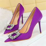 Spring Autumn Sexy Fashion Party Pumps Women's Heels Super Pointed Rhinestone Wedding Stripper Shoes