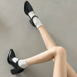 AMOZAE- - Elegant Pointed Toe Chunky Heeled Pumps Fashion Patent Leather