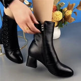 Amozae-Brand Women Boots Chunky Chelsea High Boots Women 2025 New High Heels Shoes designer Sexy Women Ankle Boots Big Size botas mujer