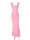 Amozae-Christmas Party Dresses Dulzura Lace Up Backless Pink Long Dress For Women Bodycon Sexy Slim Strap Maxi Dress Party Elegant Birthday Evening Outfits