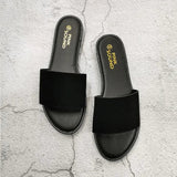 AMOZAE-- Peep Toe Solid Flat Slides, Comfortable Fashion
