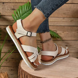 Amozae-2024 High Quality Ladies Shoes Buckle Strap Women's Sandals Fashion Plus Size Casual Sandals Women New peep toe Flat Sandals