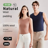 Amozae-Autumn Casual Outfits Amozae-7A Antibacterial Pure Wool Filled Patch For Men Women, Brushed Warm Without Scars, Slim Fit Autumn Winter Vest