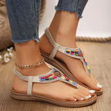 AMOZAE- - Summer Crystal Bohemian Flat Heel Sandals