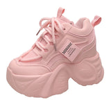 Amozae-11CM New Autumn Breathable Women Casual Shoes Fashion High Heels Women Wedges Heels Sneakers Thick Sole Trainers Platform Shoes