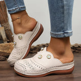 Amozae-Women's Comfort Thick Sole Casual Slippers Fashion Pearl Decor Closed Toe Sandals Woman Summer Outdoor Lightweight Half Slippers
