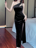 Amozae-Christmas Outfit New Year's Eve Dress party look inspos Women Elegant Bodycon Midi Party Dress Sleeveless Slim Vintage Prom Black Vestidos Female Fashion Sexy Club Robe Clothes