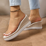 Amozae-Transparent PVC Wedge Heels Sandals Women Summer Fashion Chunky Platform Slippers Woman Anti Slip Thick Sole Beach Slides Shoes