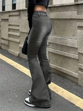 Amozae-Fall Outfits Streetwear y2k 90s Fashion Gothic Women Flare Stretch Moustache Jeans Fashion Skinny Bell Bottom High Waist Gray Denim Pants Lady Classic Y2K Punk Long Trousers