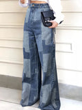 Amozae-Autumn Clothes Women's Jeans Buttoned Contrast Color Streetwear Pants Wide Leg Loose Female High Waist Denim Trousers  Bottoms