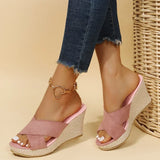 Amozae-Women's Slippers Ladies Casual Platform Wedges Sandals Fashion Open Toe Straw Braid Rome Sandals Size 35-40 Female Beach Sandals
