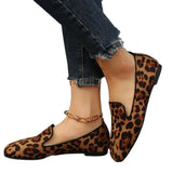 Amozae-Shoes for Women 2024 High Quality Leopard Print Women's Flats Fashion Slip on Loafers New Plus Size Square Toe Flat Low Heels