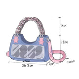 Amozae-Y2K Vintage Shoulder Bag Korean Fashion Underarm Harajuku Star Tote Denim Bag Chain Ladies Bags Zip Purses Handbags Women