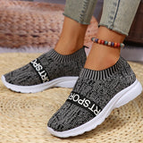 AMOZAE- - Striped Knitted Platform Sneakers Lightweight Shoes