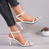 Amozae-Women's Shoes 2024 Brand Buckle Strap Women's Sandals Fashion Crystal Office and Career Sexy Pointed Toe solid Heeled Sandals