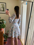 Amozae-hoco dresses Clearance Sale !! Summer Lantern Sleeve Dress Long Sleeve Floral Print Dress Drawstring Elegant A Line Party Holiday Dress Women