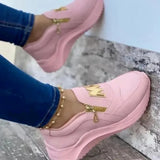 Amozae-Women Sport Shoes Thick Bottom Solid Color Ladies Vulcanized Sneakers Casual Wedge Walking Shoes Slip On Zipper Women Shoes