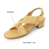 Amozae-New Summer Shoes Round Toe Sandals Chunky Heel Shoes for Women Handmade Women Sandals Zapatos De Mujer Open Toe Gladiator Shoes