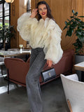 Amozae Patchwork Ruffled White Shirts Fashion Elegant For Women High Waist Long Sleeve Casual Streetwear Ladies Blouse Top 2024