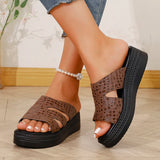 Amozae-Women's Cut Out Wedge Sandals Summer Fashion PU Leather Platform Slippers Woman Lightweight Thick Sole Non Slip Beach Slides 43