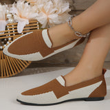 Amozae-Women's Contrast Colors Ballet Flats Pointed Toe Knitted Soft Sole Loafers Woman Lightweight Breathable Walking Flats Shoes 2025
