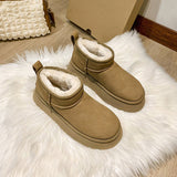 Amozae-back to school outfits Platform Sheepskin Boot