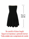 Amozae-hoco dresses  Black Strapless Christmas Dress Sexy A Line Vintage Velvet Party Dresses Mini Elegant and Beautiful Womens Dresses