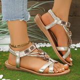 Amozae-Bohemian Flower Bead Flat Sandals Women Summer Non Slip Outdoor Beach Shoes Woman Fashion Slip On Vacation Sandalias Mujer 2025
