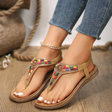 AMOZAE- - Summer Crystal Bohemian Flat Heel Sandals