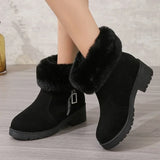 Amozae-Fur Snow Boots Women Warm Chunky Cotton Boots Non-slip  Ankle Boots for Women Padded Casual Comfort Suede Winter Boots Ladies