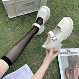 Amozae-Shoes Women Spring Platform Leather  Flats Casual Oxford Loafers Thick Bottom Ladies Wedge Lolita Shoe Mary Jane Women Moccasins