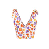 Clearance sale !! Boho Floral Corset Crop Top Sexy V Neck Sleeveless Tie Up Strap Cami Top Women Summer Beach Holiday Vest y2k