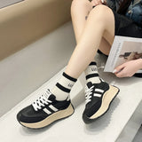 2024 BKQU Spring Thick Bottom Women's Shoes 2024 Summer Casual Patchwork Leather Sneakers Casual Vulcanised Shoes Ladies
